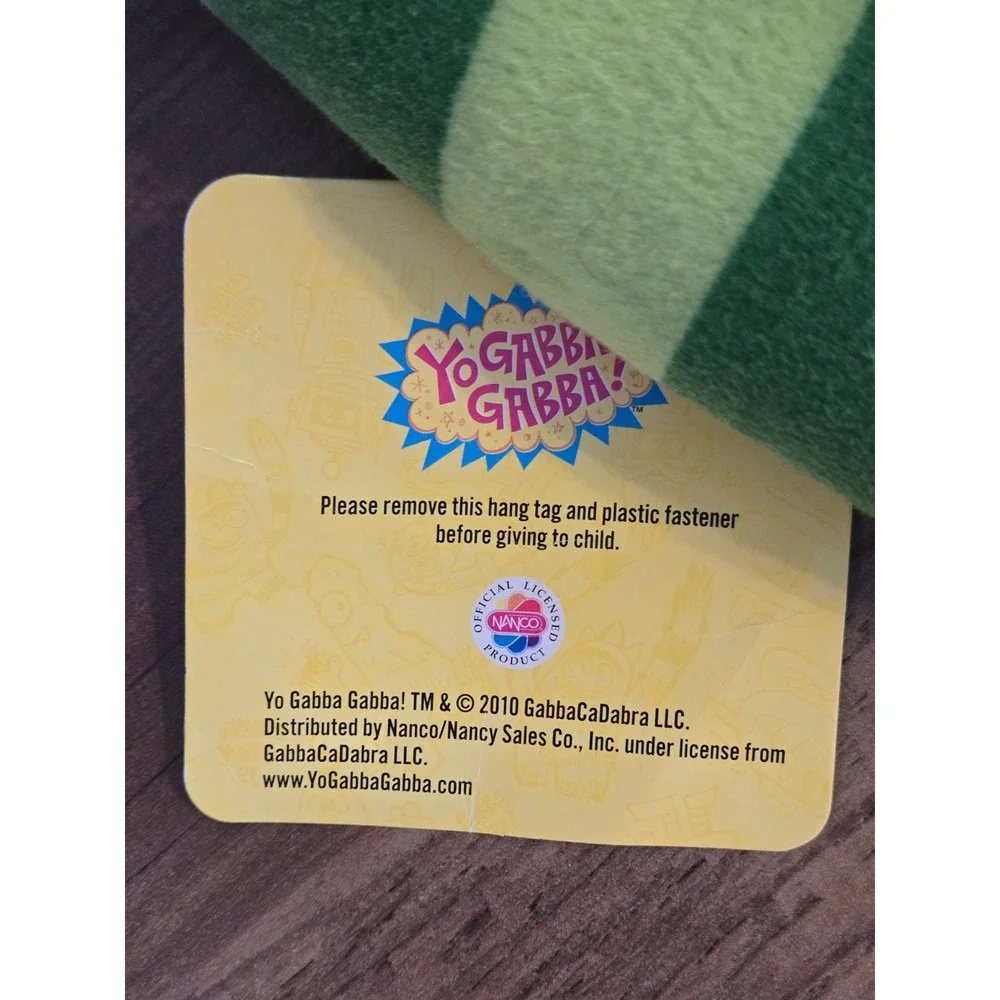 Nanco Yo Gabba Gabba Brobee Green Striped Plush Stuffed Toy 2010 New With Tags